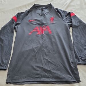 Immaculate Men's Nike Liverpool Gray and Red 1/4 Zip-Up Training Top, Size L